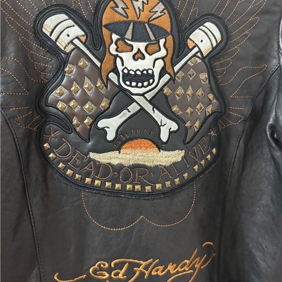 PRICE DROP: Top quality fitted leather ED HARDY/CHRISTIAN AUDIGIER for AVIREX, L - Picture 7 of 9